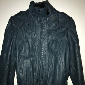 Forever 21 navy blue leather jacket